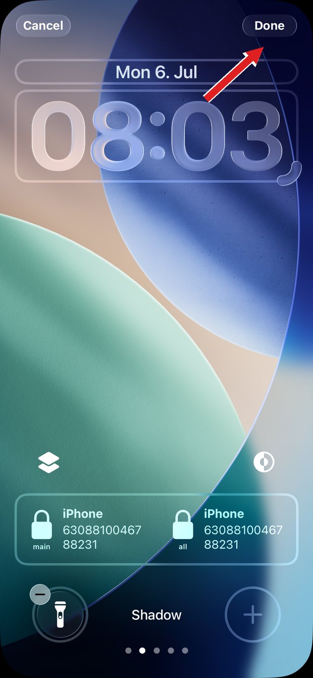 Tapping Done to save the lock screen